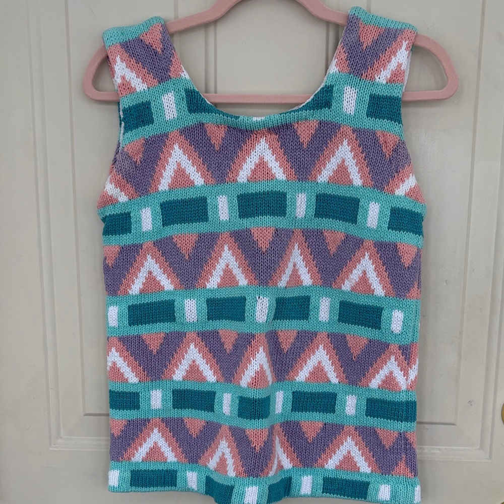 Colorful Geometric Knit Tank Top